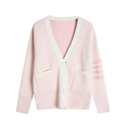 2025S Women's striped v-neck jacket THOM TREND