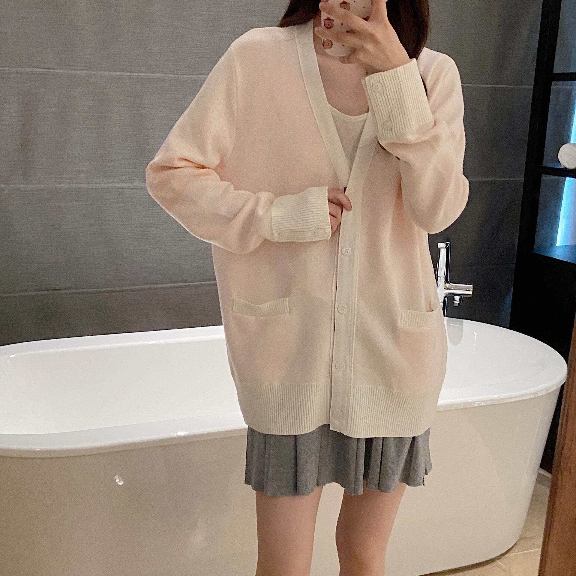 2025SS Back Block Dog Cardigan THOM TREND