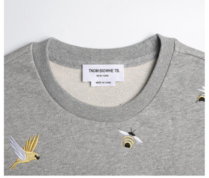 Bird and Bee Embroidered Zip-Up Hooded Cardigan（副本） THOM TREND