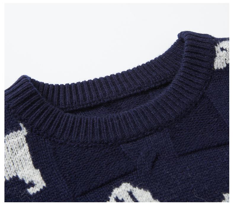 Puppy Intarsia Crew Neck Sweater THOM TREND