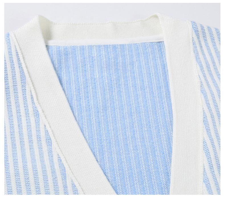 2025S Women's striped v-neck jacket THOM TREND