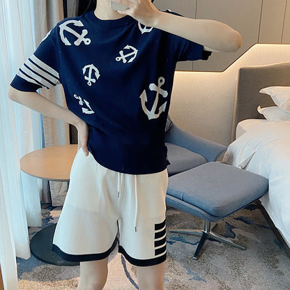 Round neck high waist T-shirt