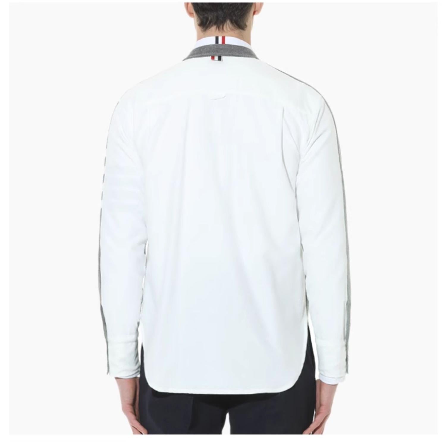 Grey Four-Bar Contrast Sweater Jacket THOM TREND