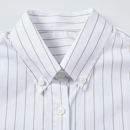 2025SS Women's vertical striped cropped shirt THOM TREND