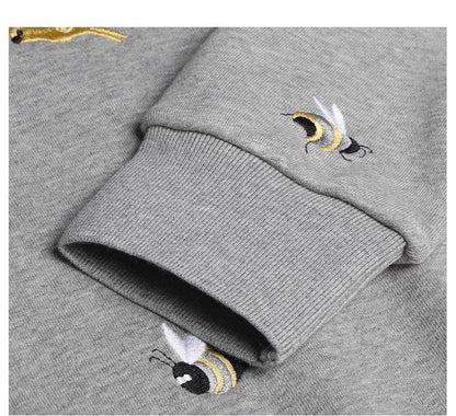 Bird and Bee Embroidered Zip-Up Hooded Cardigan（副本） THOM TREND