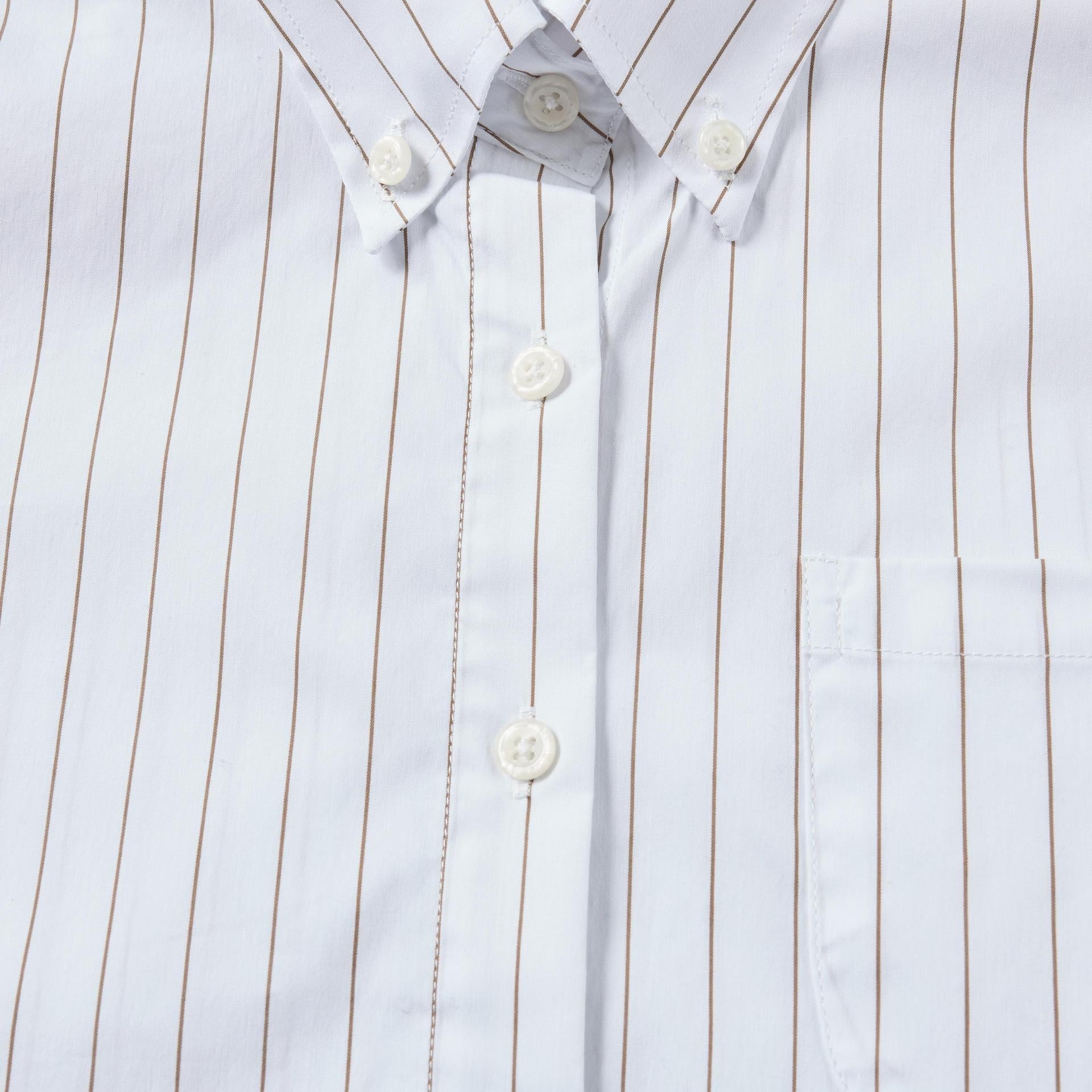 2025SS Women's vertical striped cropped shirt THOM TREND