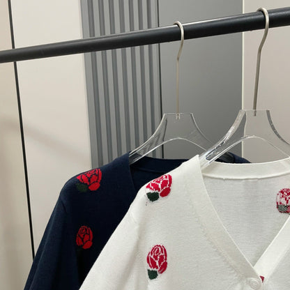 2025SS  Rose and Bird Jacquard Cardigan THOM TREND