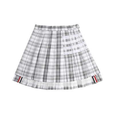 4 Bars Plaid pleated skirt
