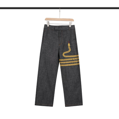 2025SS snake embroidered jeans THOM TREND