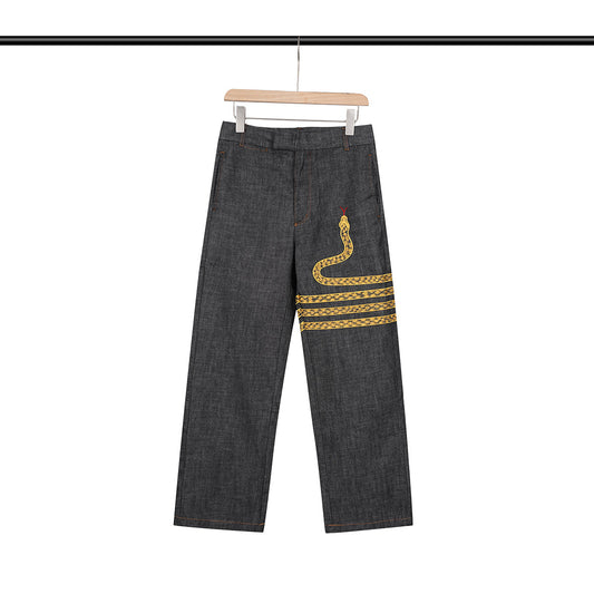 2025SS snake embroidered jeans THOM TREND