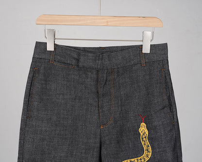 2025SS snake embroidered jeans THOM TREND