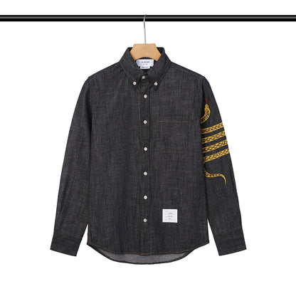 2025SS snake embroidered denim shirt THOM TREND