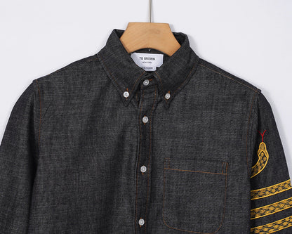 2025SS snake embroidered denim shirt THOM TREND