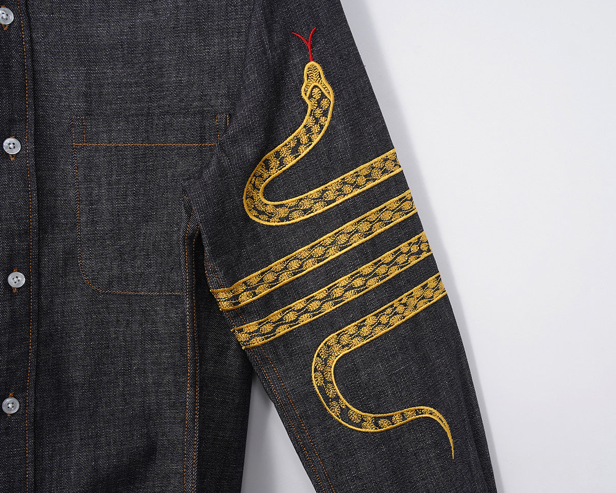 2025SS snake embroidered denim shirt THOM TREND