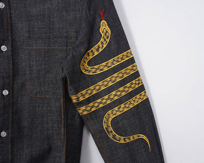 2025SS snake embroidered denim shirt THOM TREND