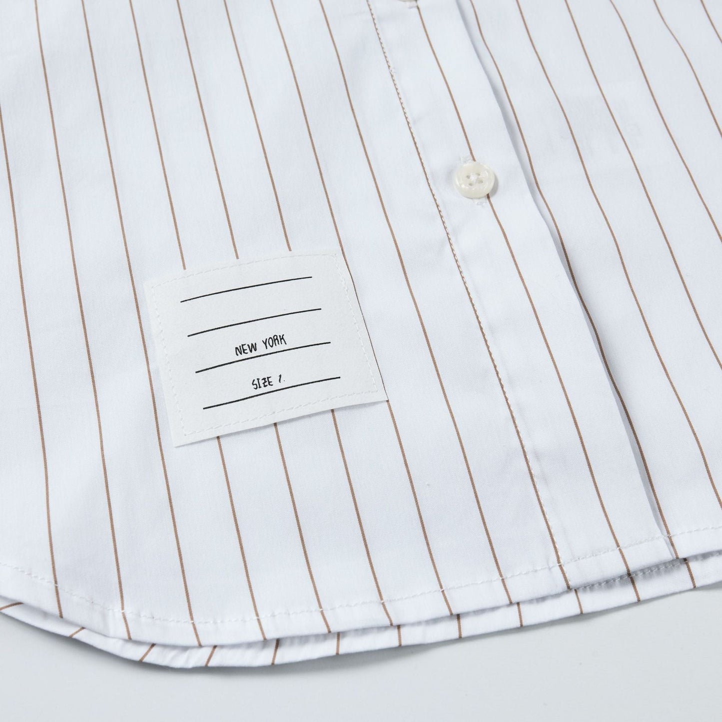 2025SS Women's vertical striped cropped shirt THOM TREND