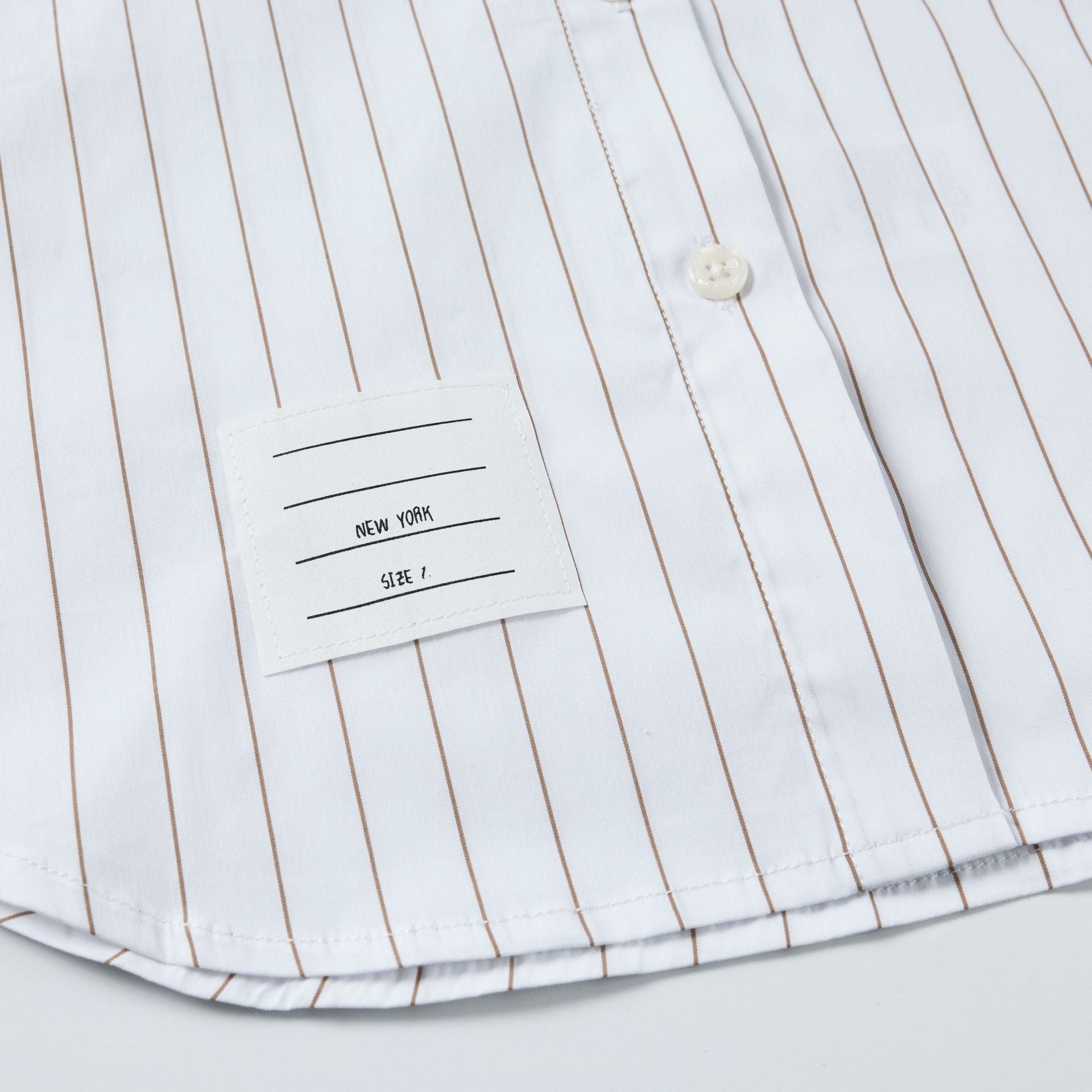 2025SS Women's vertical striped cropped shirt THOM TREND