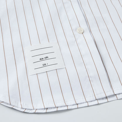 2025SS Women's vertical striped cropped shirt THOM TREND