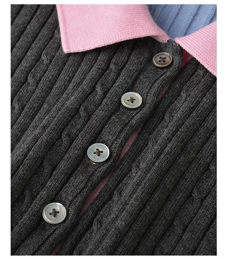 Women's contrast color knitted POLO short sleeve THOM TREND