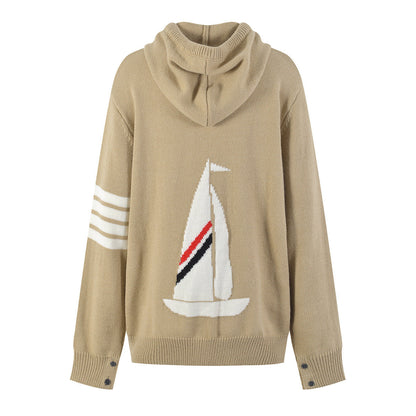 THOM  Sailboat jacquard hoodie THOM TREND