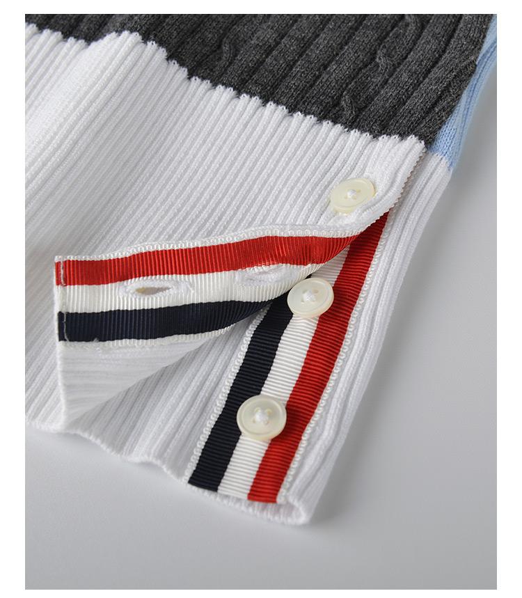 Women's contrast color knitted POLO short sleeve THOM TREND