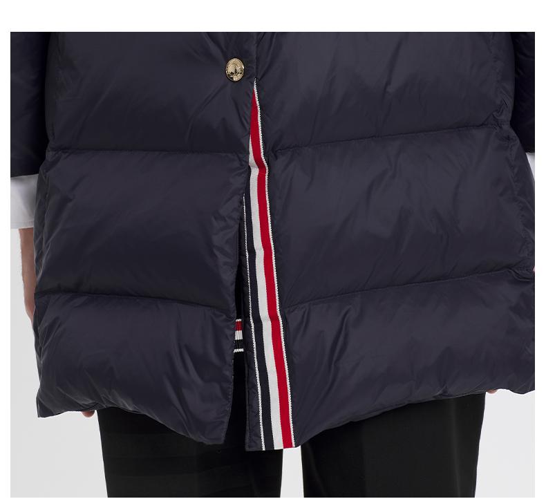 Classic 4-Strip Lapel Midi Down Jacket THOM TREND