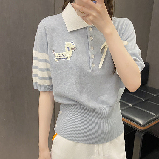 Animal patch polo shirt