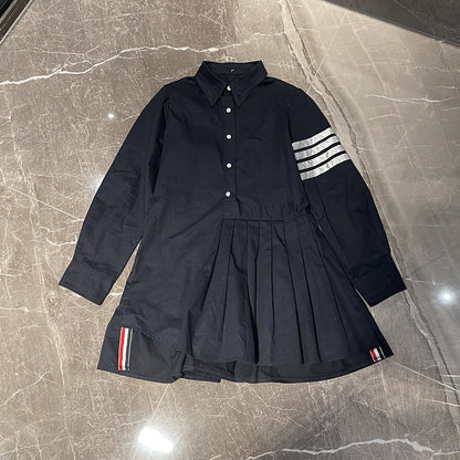 Long sleeve pleated dress