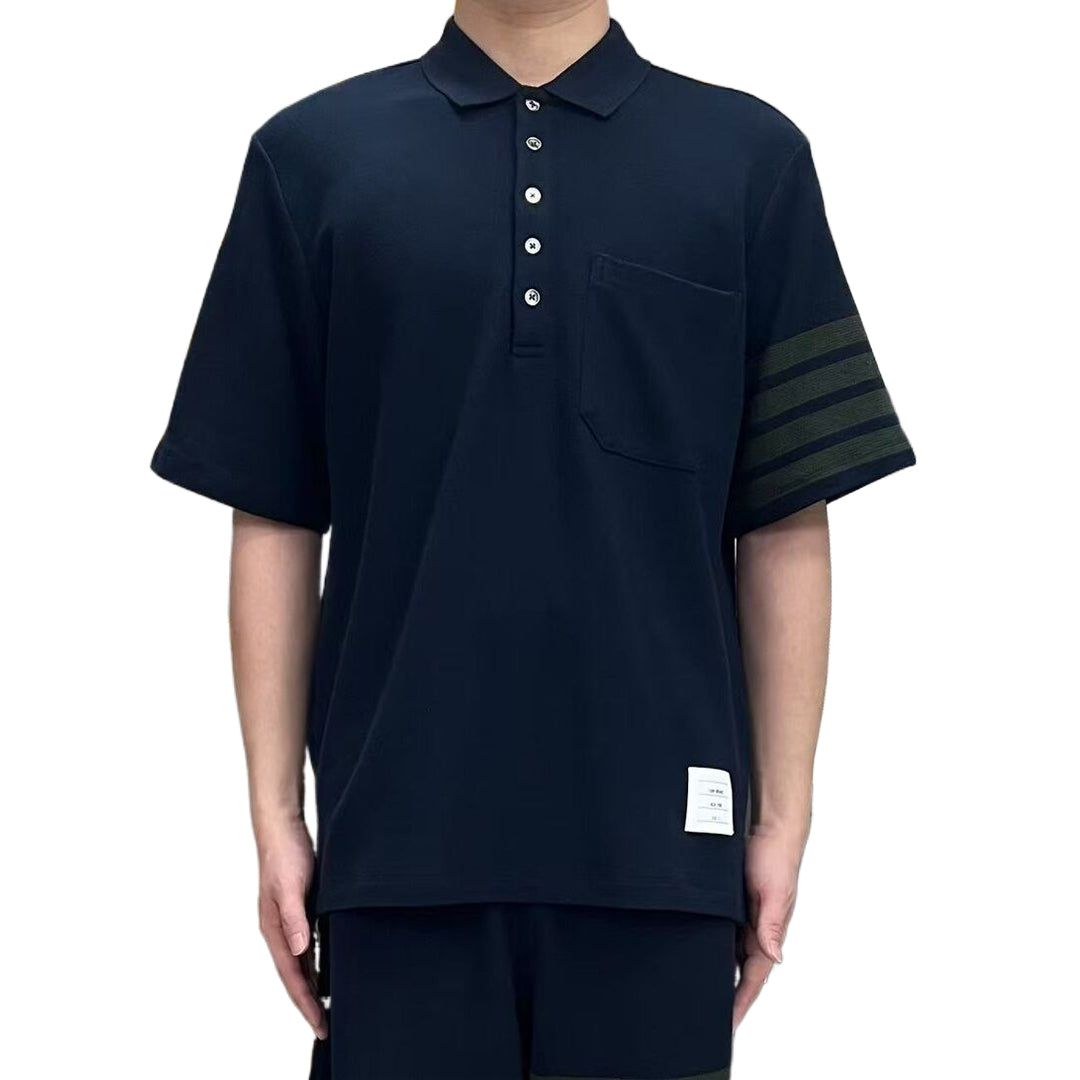 Men's Honeycomb Piqué Lapel T-Shirt THOM TREND