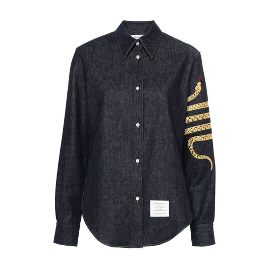 2025SS Snake Embroidered Denim Shirt