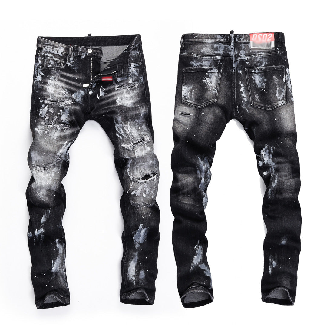 New-DSQ2 2025ss Ripped Black Jeans