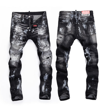 New-DSQ2 2025ss Ripped Black Jeans