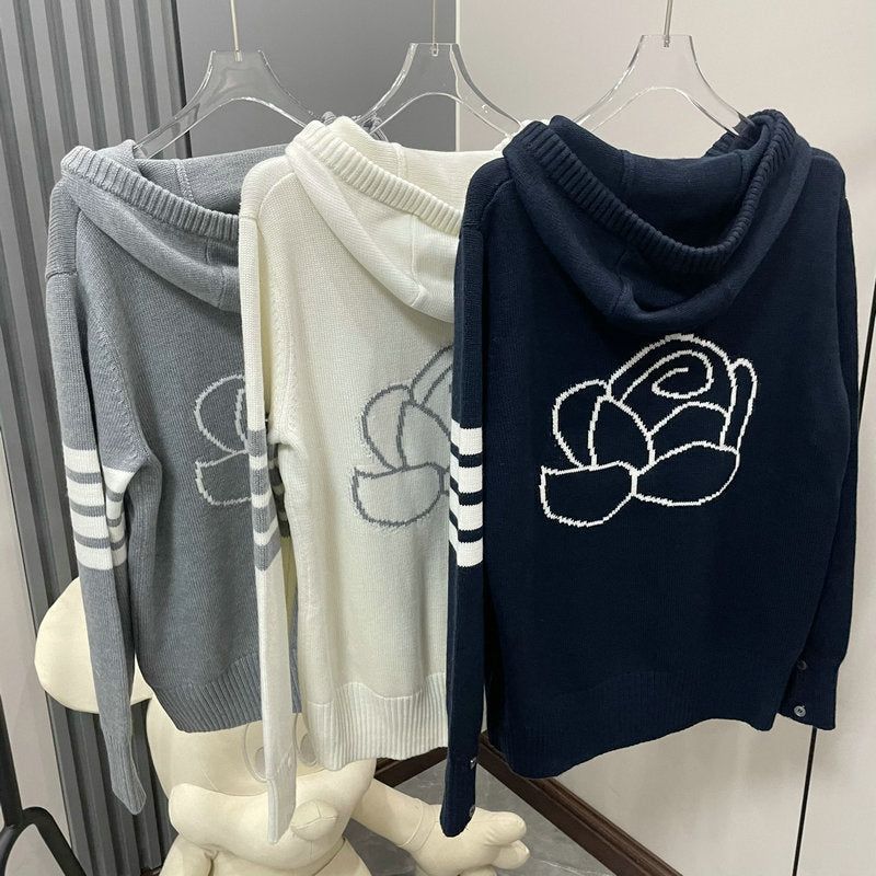 2025SS Cutout Flower Hooded Zip-Up THOM TREND