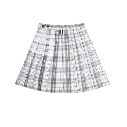 4 Bars Plaid pleated skirt