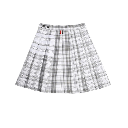4 Bars Plaid pleated skirt