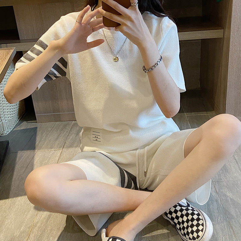 Short-Sleeved Knitted Track Suit