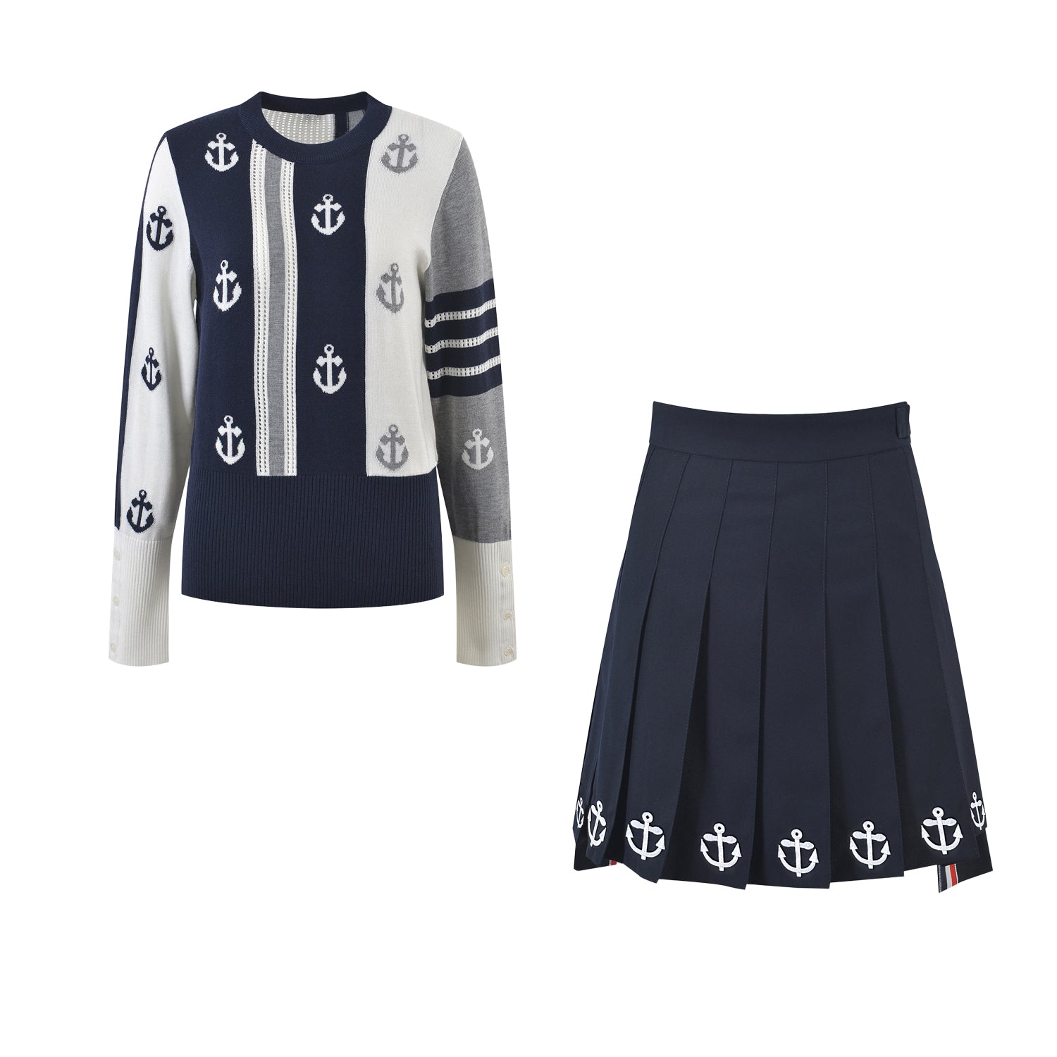 Anchor jacquard crewneck sweater THOM TREND