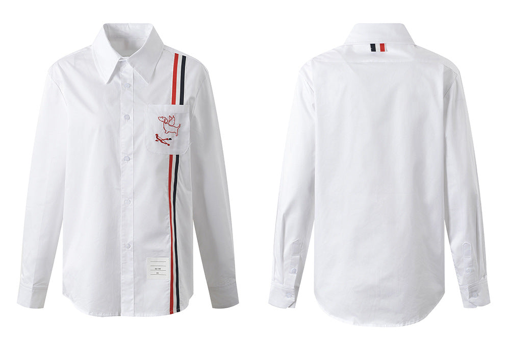 Women's dog embroidered shirt