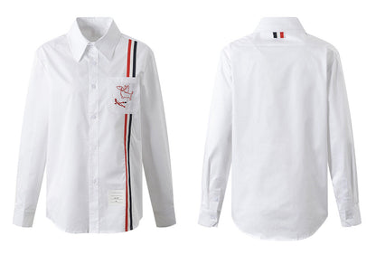 Women's dog embroidered shirt