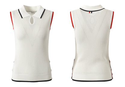 Polo neck sleeveless vest