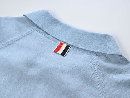 Polo lapel knitted short sleeve dress