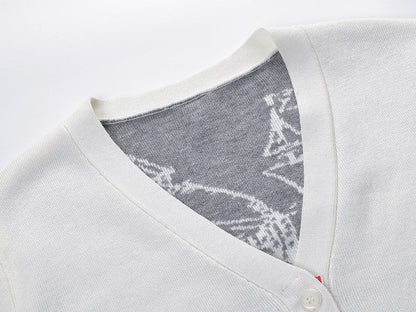 Four-Stripe Pink V-Neck Cardigan（副本） THOM TREND