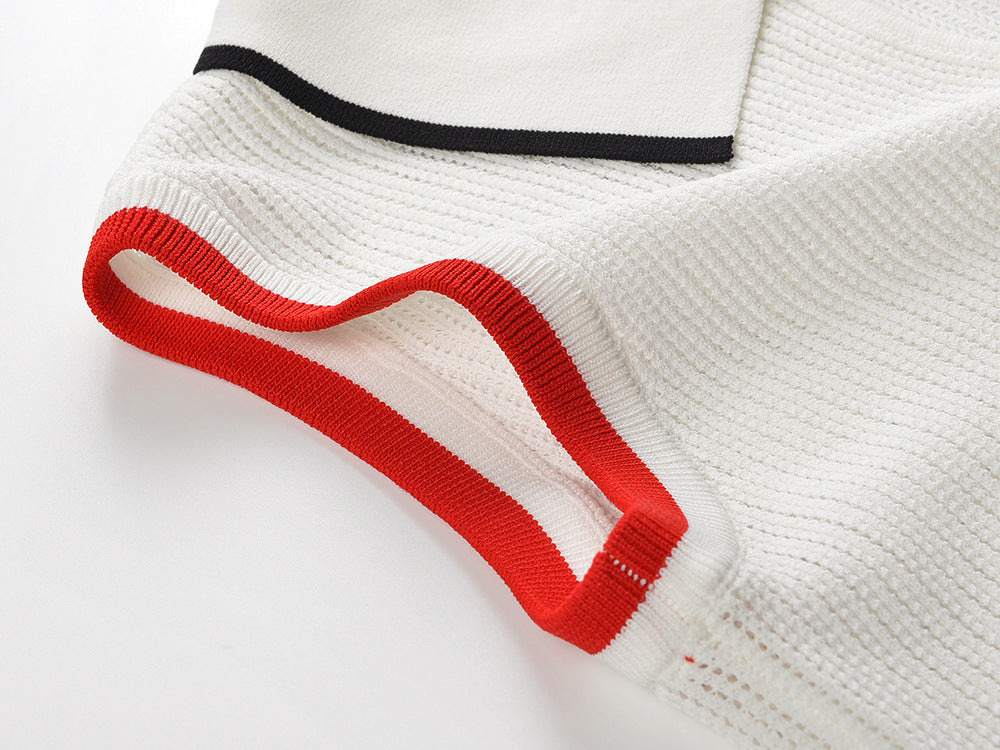 Polo neck sleeveless vest