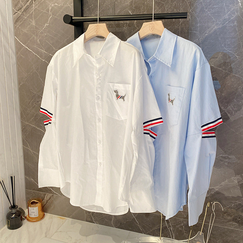 Women's Pink Striped Shirt（复制） THOM TREND