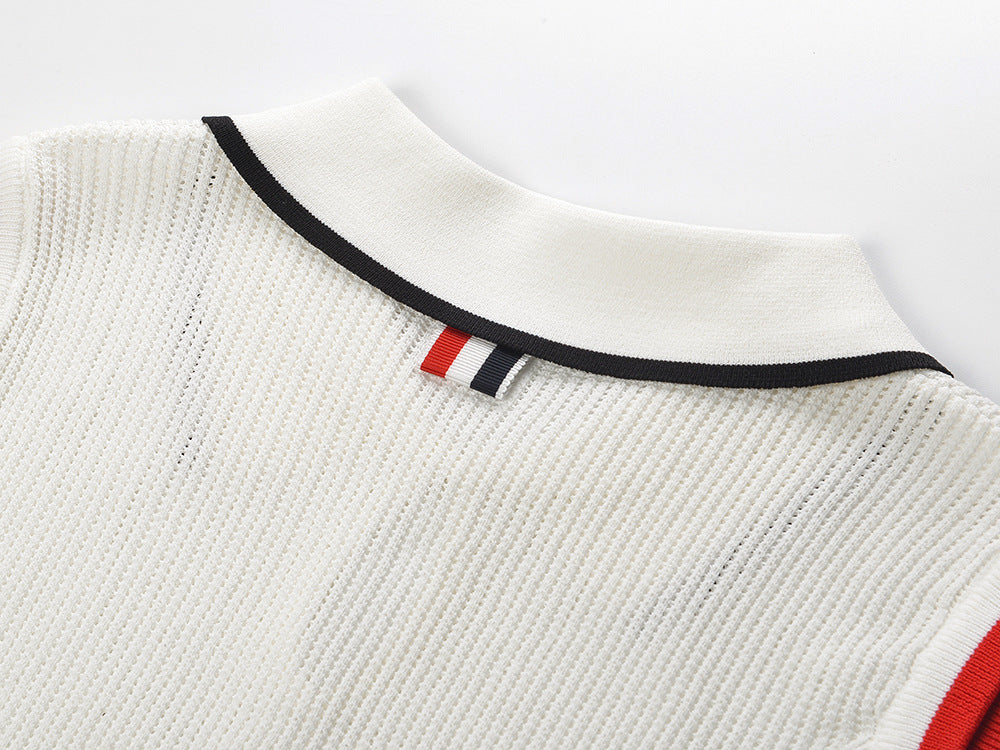 Polo neck sleeveless vest