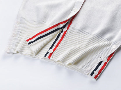 Four-Stripe Pink V-Neck Cardigan（副本） THOM TREND