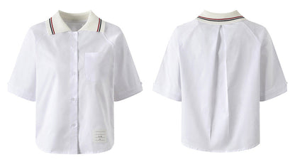 Ladies Lapel Short Shirt