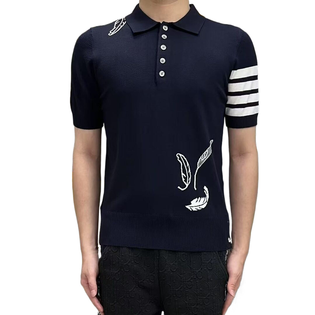 2025 SS  Men's Feather Leaf POLO Short Sleeve THOM TREND