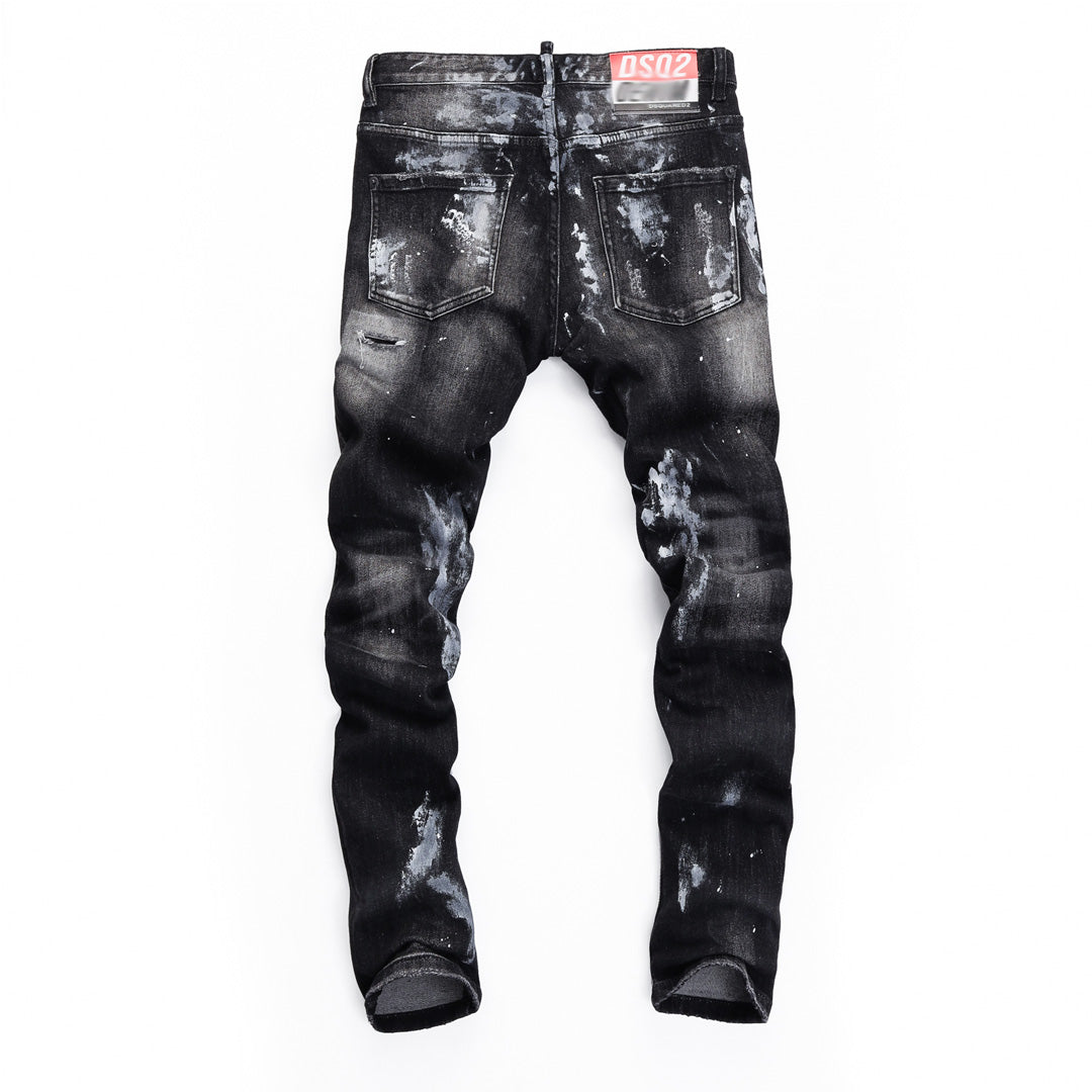 New-DSQ2 2025ss Ripped Black Jeans