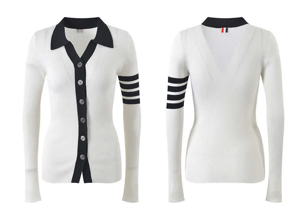 Contrast lapel cardigan